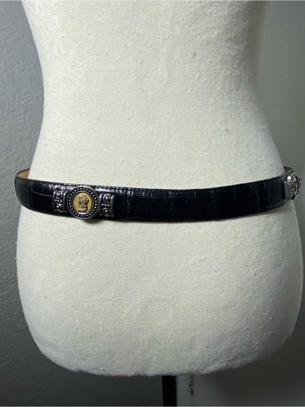 Vintage Brighton Museum Black Croc Leather Coin Belt Size Large - Picture 6 of 9